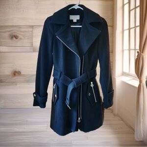 Michael Kors Woman’s Black Wool Belted Black Coat SZ S